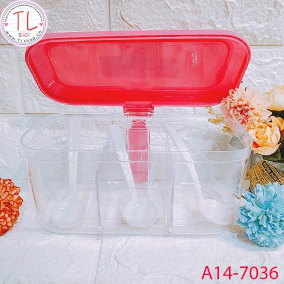 Hộp đựng gia vị tiện lợi ba ngăn