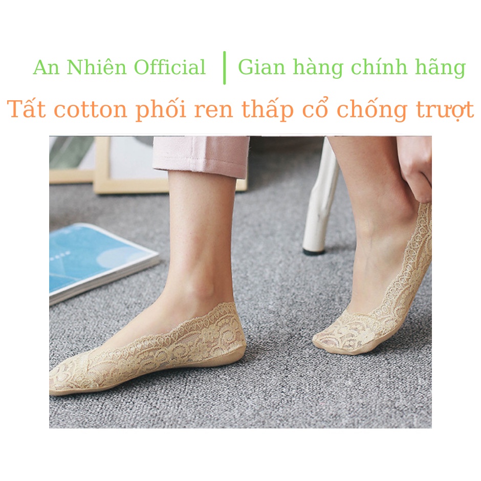 Tất Ren Cotton Cổ Ngắn Chống Trượt Hàng Thiết Kế Cao Cấp Siêu Đẹp Cho Nàng Cá Tính