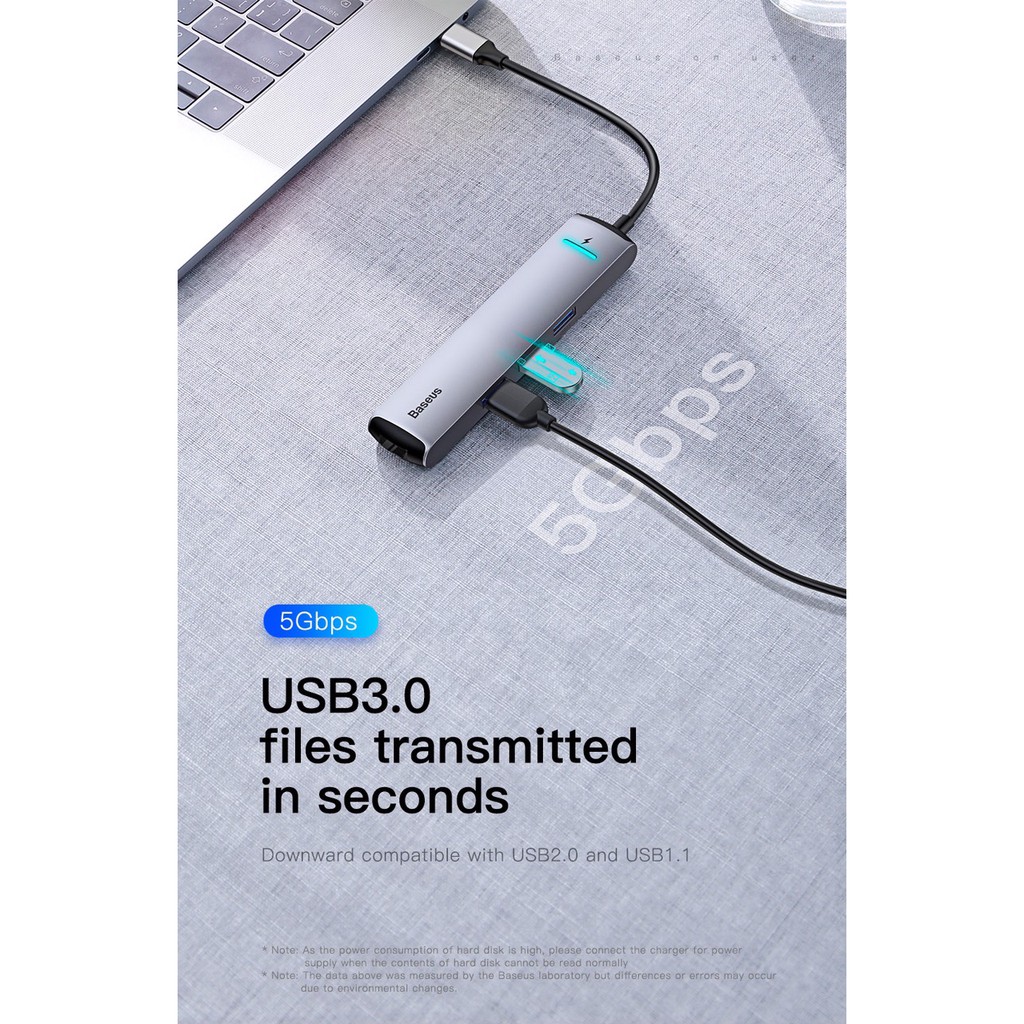 HUB Baseus 6in1 HUB Adapter USB Type C to USB 3.0 HDMI RJ45 for MacBook Pro HUB USB Splitter for Huawei