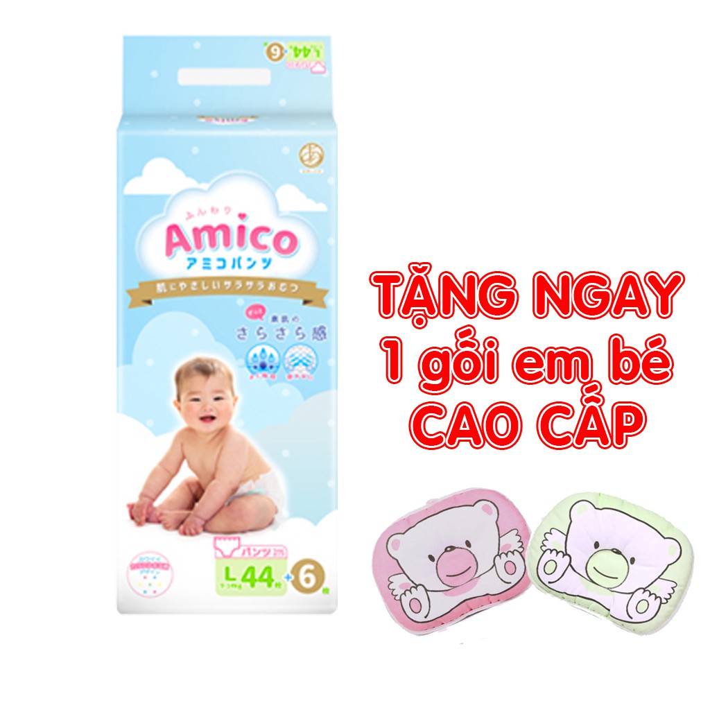 Bỉm - Tã quần Amico size L 44 + 6 miếng (Cho bé 9 - 14kg)