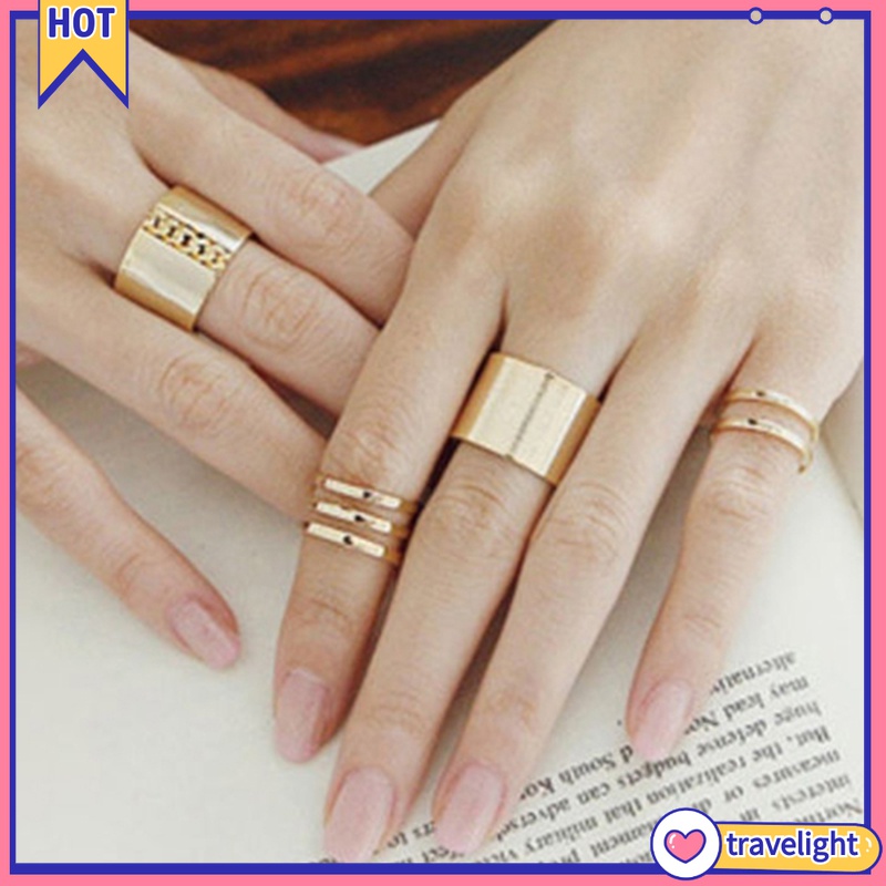 (Travelight) CHARMS Set 3 Nhẫn Đốt Ngón Tay Thiết Kế Đa Dạng Thời Trang Cho Nữ