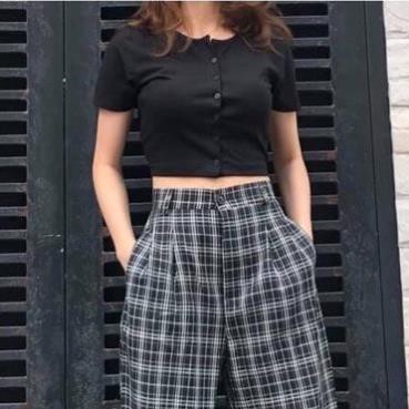 [Mã FAMARAL1 giảm 10K đơn 50K] Áo Croptop nữ Tay ngắn ôm body khóa cúc, Croptop Nữ Tay ngắn Ulzzang, Áo thun ôm nữ | BigBuy360 - bigbuy360.vn