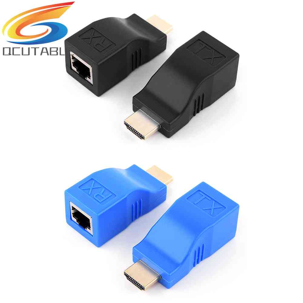 Set 2 Bộ Nối Dài Dây Mạng LAN RJ45 4K HDMI 30m CAT5e Cat6
