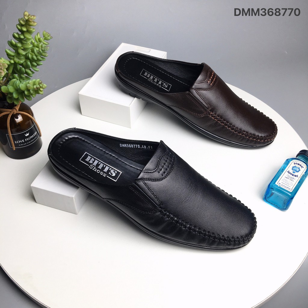 Sục nam BlTIS ❤️FREESHIP❤️ Giày sapo công sở da bò trơn khâu viền đế cao su DMM368770