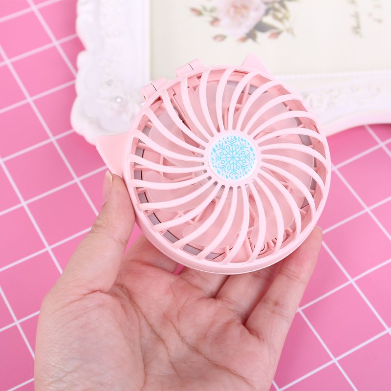 Quạt Mini Kèm Gương Trang Điểm Có Đèn LED
