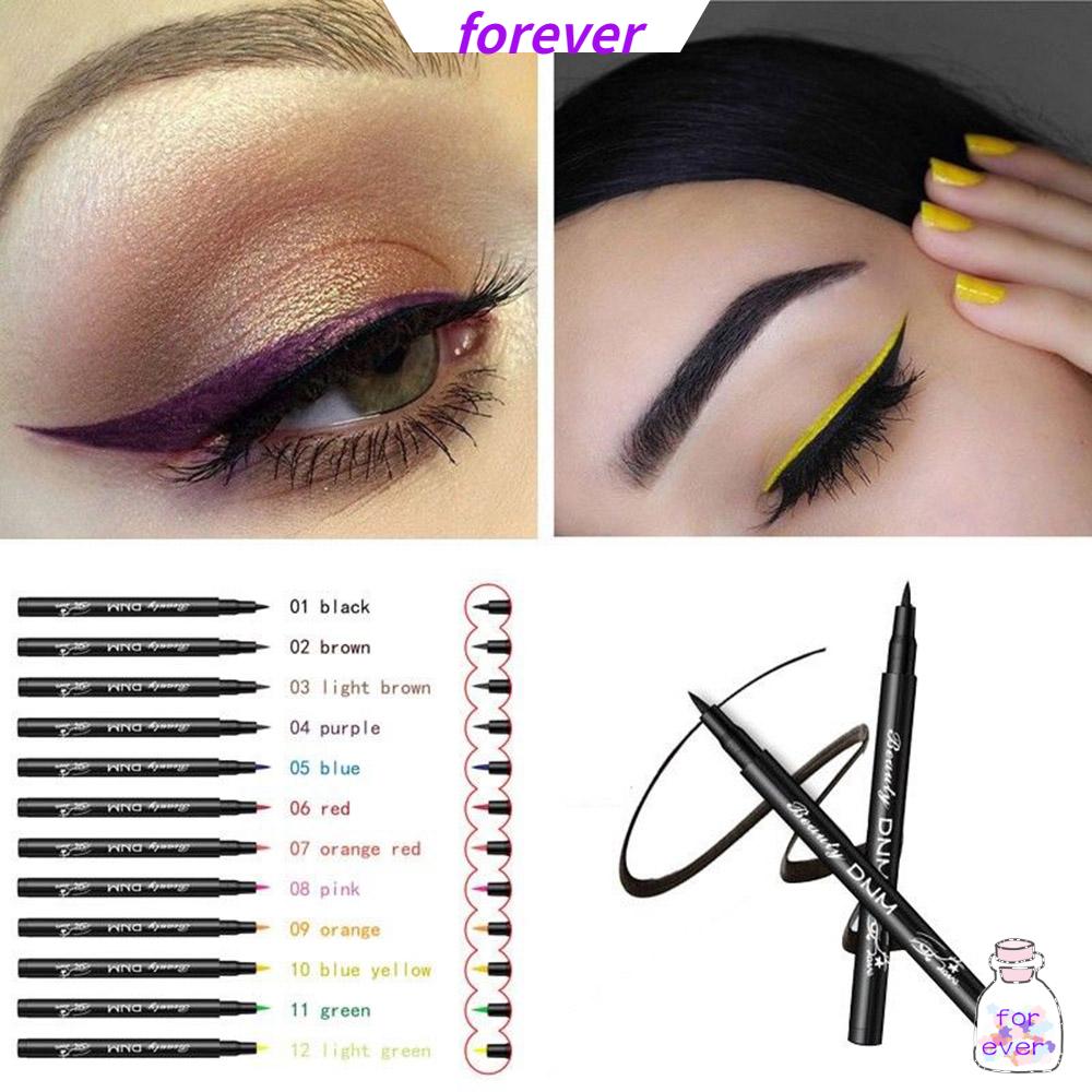 Bút Kẻ Mắt Dạng Lỏng 12 Màu Lì Kháng Nước Lâu Trôi