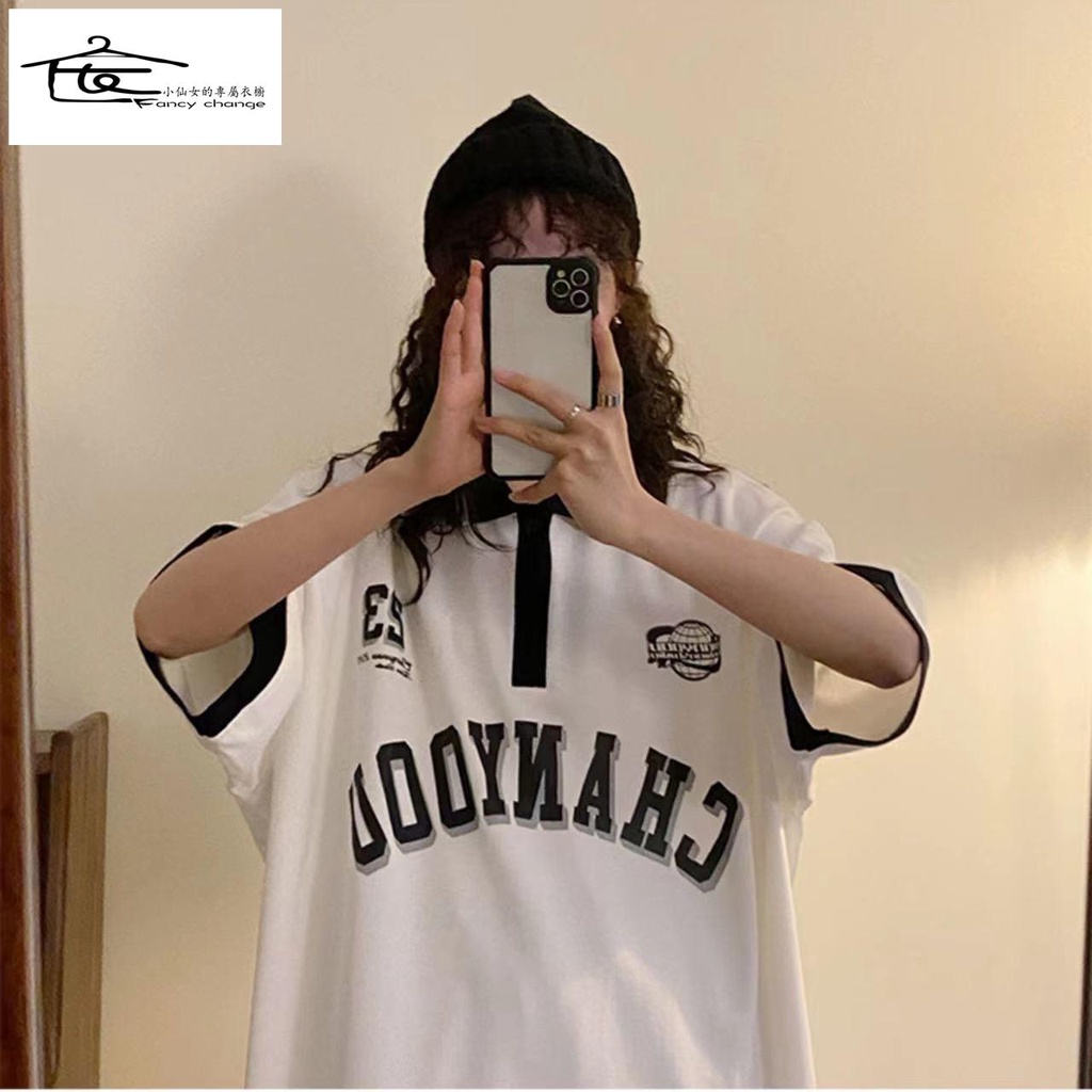 Áo Thun POLO Cotton Tay Ngắn Phong Cách Retro Đường Phố Thời Trang Xuân Hè Cho Nữ