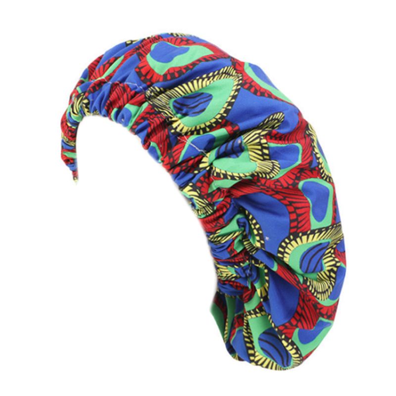 Mũ Turban Vải Satin Hai Lớp In Họa Tiết Hoa Phong Cách Châu Phi