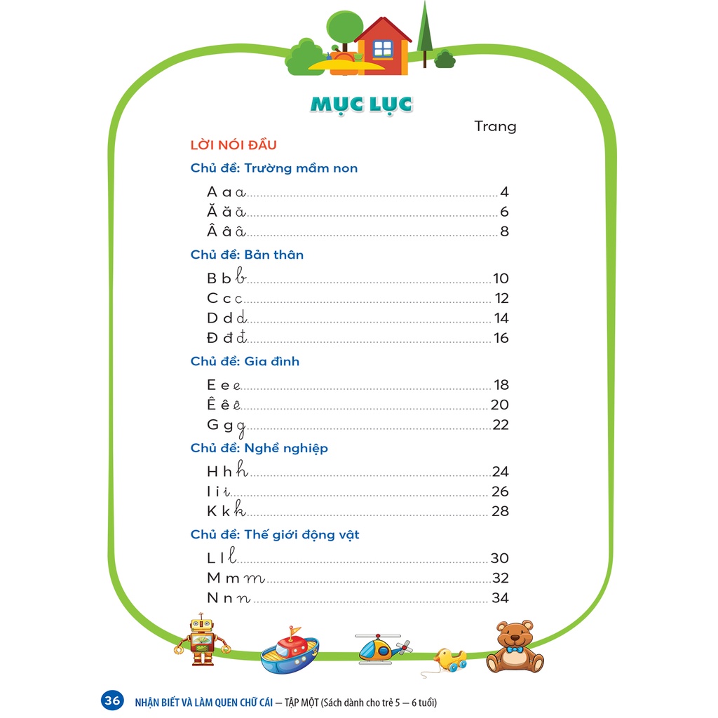 Sách nhận biết và làm quen chữ cái Tập 1 - Sách dành cho trẻ 5 – 6 tuổi