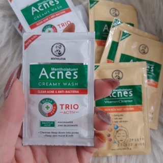 [ Sét 10gói mẫu ] Kem rửa mặt ngăn ngừa mụn Acnes Creamy Wash  Kem Rửa Mặt Ngăn Ngừa Mụn Acnes Creamy 3g ( Bịch 10 gói )