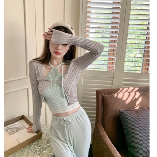 QADCOL Bộ Áo Camisole + Áo Khoác Cardigan Dệt Kim Mỏng Chống Nắng (Dùng Riêng Lẻ)