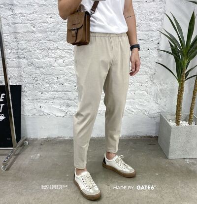 Quần âu Nam GATE6 form regular, quần ống đứng công sở dáng cropped thun lưng co giãn - Dressy - #G0012