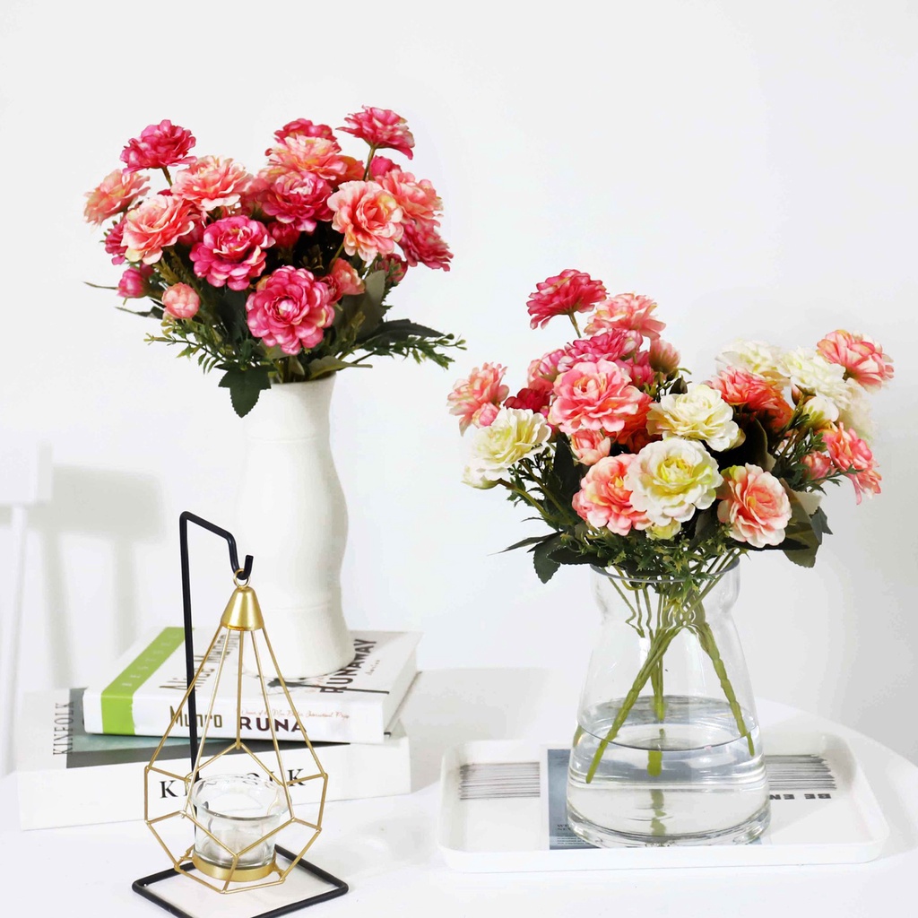 Nhánh hoa mẫu đơn nhân tạo 6 đầu sống động trang trí đám cưới