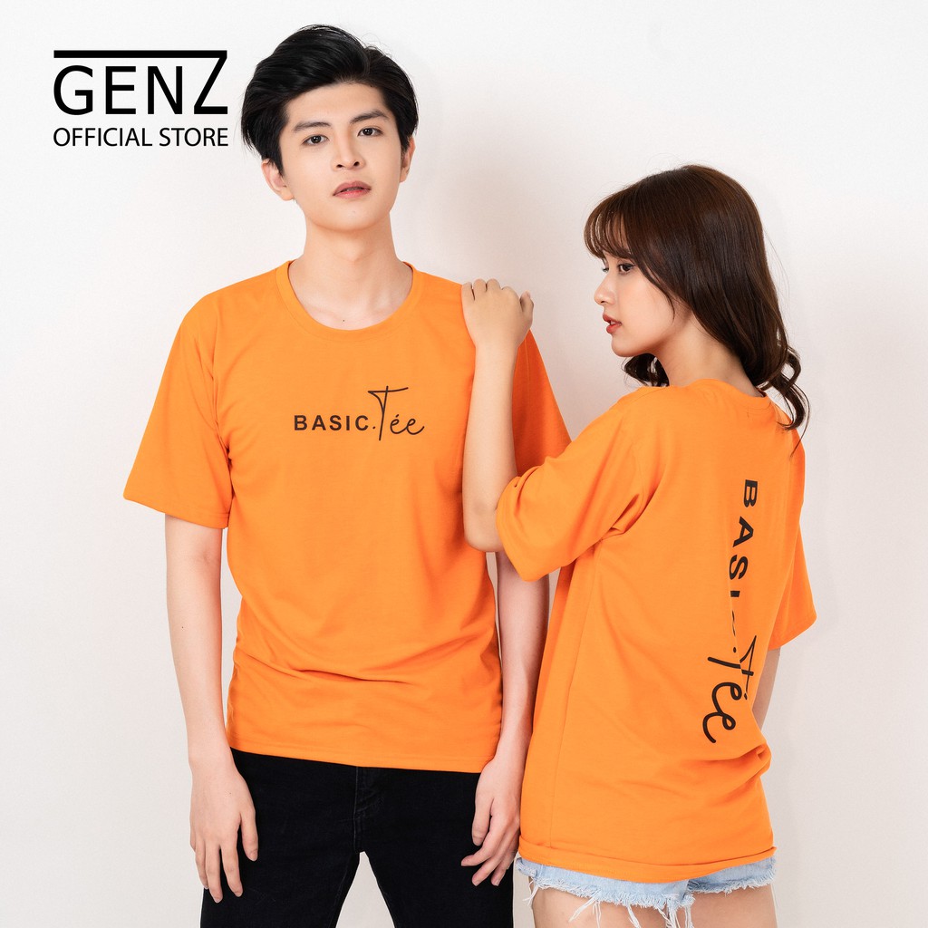 Áo thun tay lỡ nam nữ GENZ form rộng, full hộp, Chữ Basic, CAM - Z85 | BigBuy360 - bigbuy360.vn