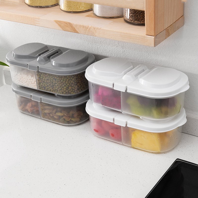 Hộp đựng thực phẩm thiết kế hai ngăn có nắp đậy kín bền bỉ cho nhà bếp