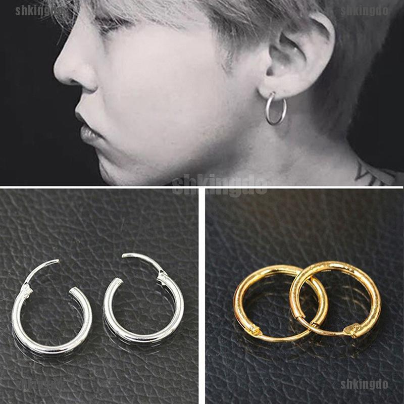 Khuyên tai dáng tròn nhỏ bằng thép không gỉ cá tính