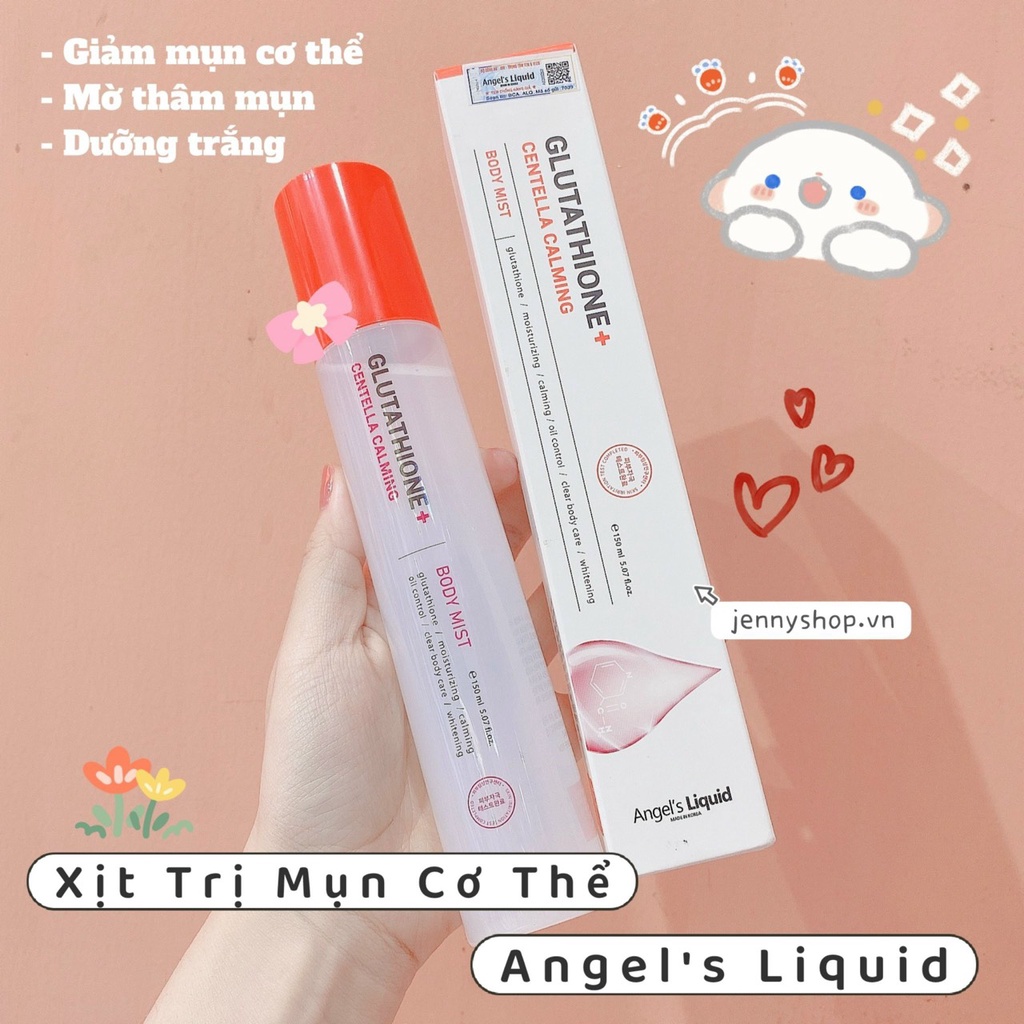Xịt Giảm Mụn Dưỡng Trắng Cơ Thể Angel's Liquid Glutathione Plus Centella Calming Body Mist