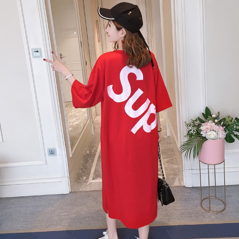 Đầm thun suông rộng chất cotton thoáng mát màu đỏ có ảnh thật | BigBuy360 - bigbuy360.vn