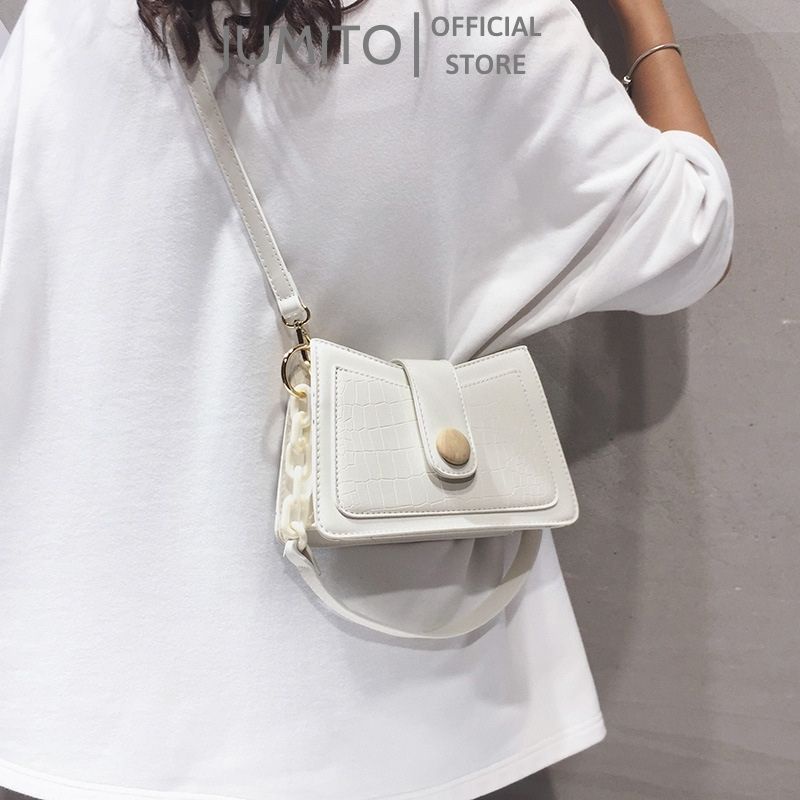 Túi xách nữ đeo chéo kẹp nách cầm tay cúc gỗ basic Quảng Châu JUMITO SB100