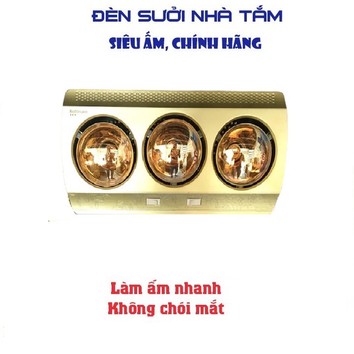 Đèn sưởi phòng tắm treo tường loại 2 bóng / 3 bóng ánh sáng vàng có bảo hành.