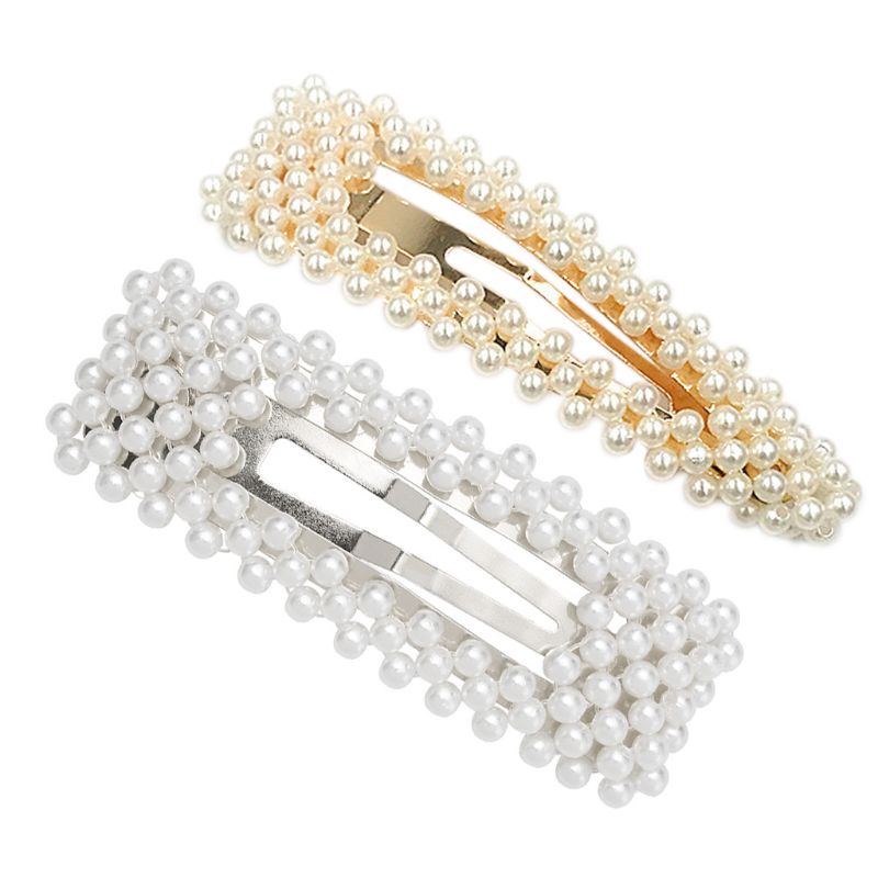 Bộ 2 Kẹp Tóc BB Đính Ngọc Trai Giả Lấp Lánh Phong Cách Hàn Quốc Ngọt Ngào Cho Nữ