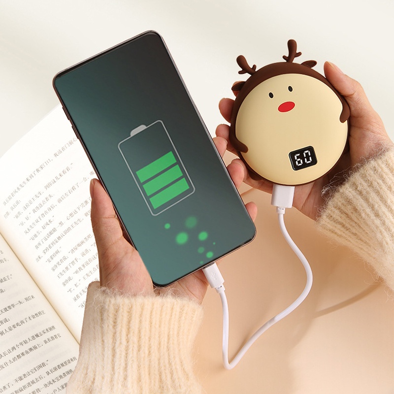 Máy sưởi ấm tay FNELSE sạc USB màn hình điện tử hiển thị nhiệt độ phong cách thú cưng hai mặt