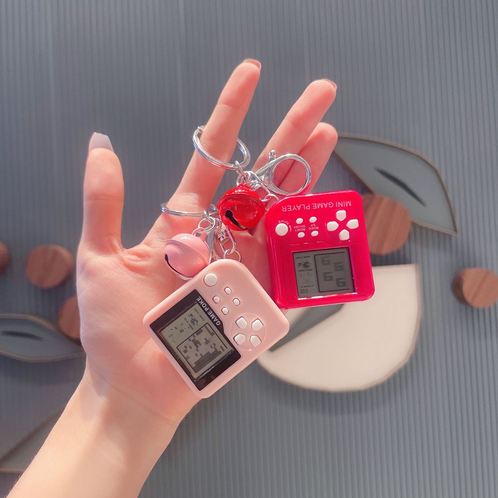 Móc khóa kiêm máy chơi game 4 nút mini cầm tay game xếp hình nhiều màu  balo túi xách, quà tặng bạn bè người thân -Ráp