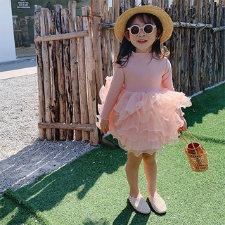 Đầm len tăm phối voan tầng xoè