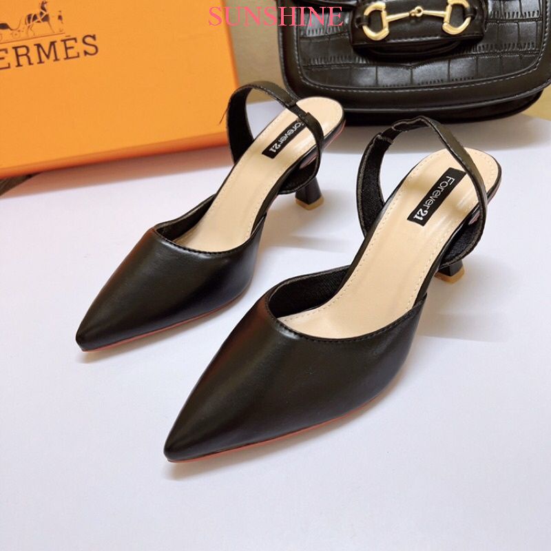 Giày cao gót gót nhọn, cao gót bít mũi da lì sang chảnh Sunshine Store A026