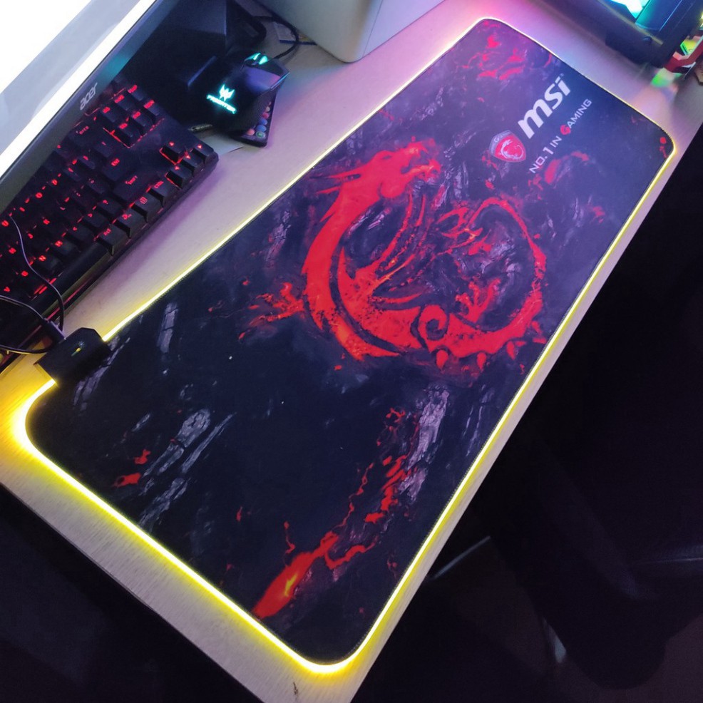 💥  Mouse Pad, bàn di chuột, lót di chuột tích hợp Led RGB MSI sáng viền, kích thước 80cm x 30cm dày 4mm 0