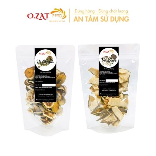 Combo vỏ bưởi vỏ chanh sấy khô O.ZAT Food mỗi loại 100g làm đẹp da giảm mụn hiệu quả