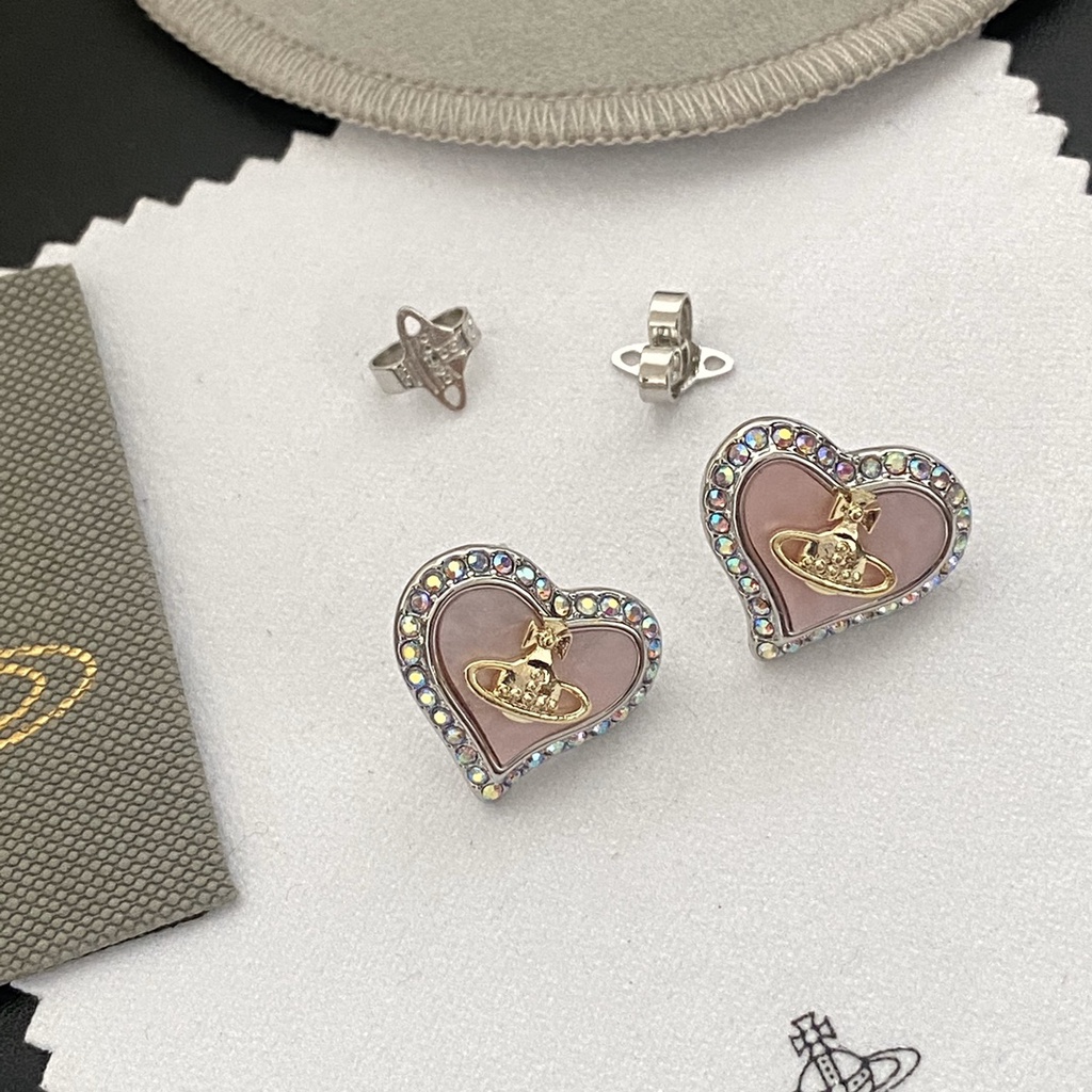 Khuyên Tai Tròn Khắc Chữ Vivienne Westwood Bằng Thép Titan Thời Trang Cho Nữ