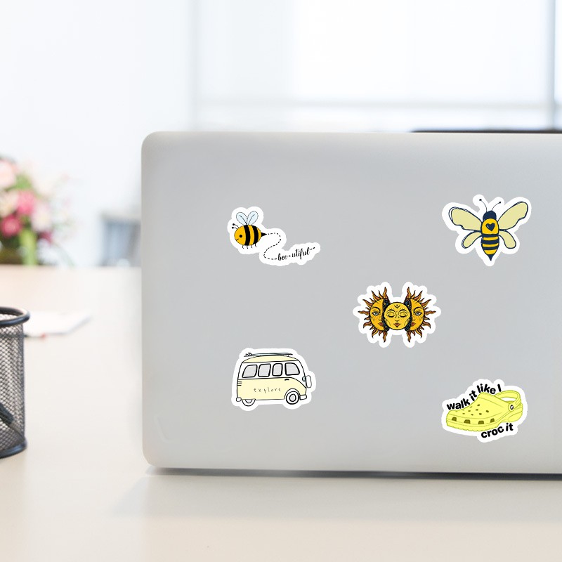Combo 50 tấm Sticker dán mũ bảo hiểm, laptop sổ tay xinh xắn
