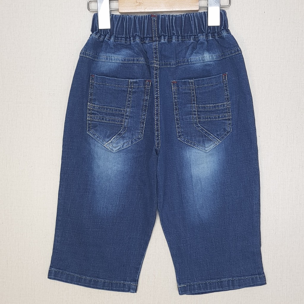 BJ0009 - A1 quần Jean nam lửng co giãn thêu chữ B màu xanh đậm, hiệu XOKids, size 7-12