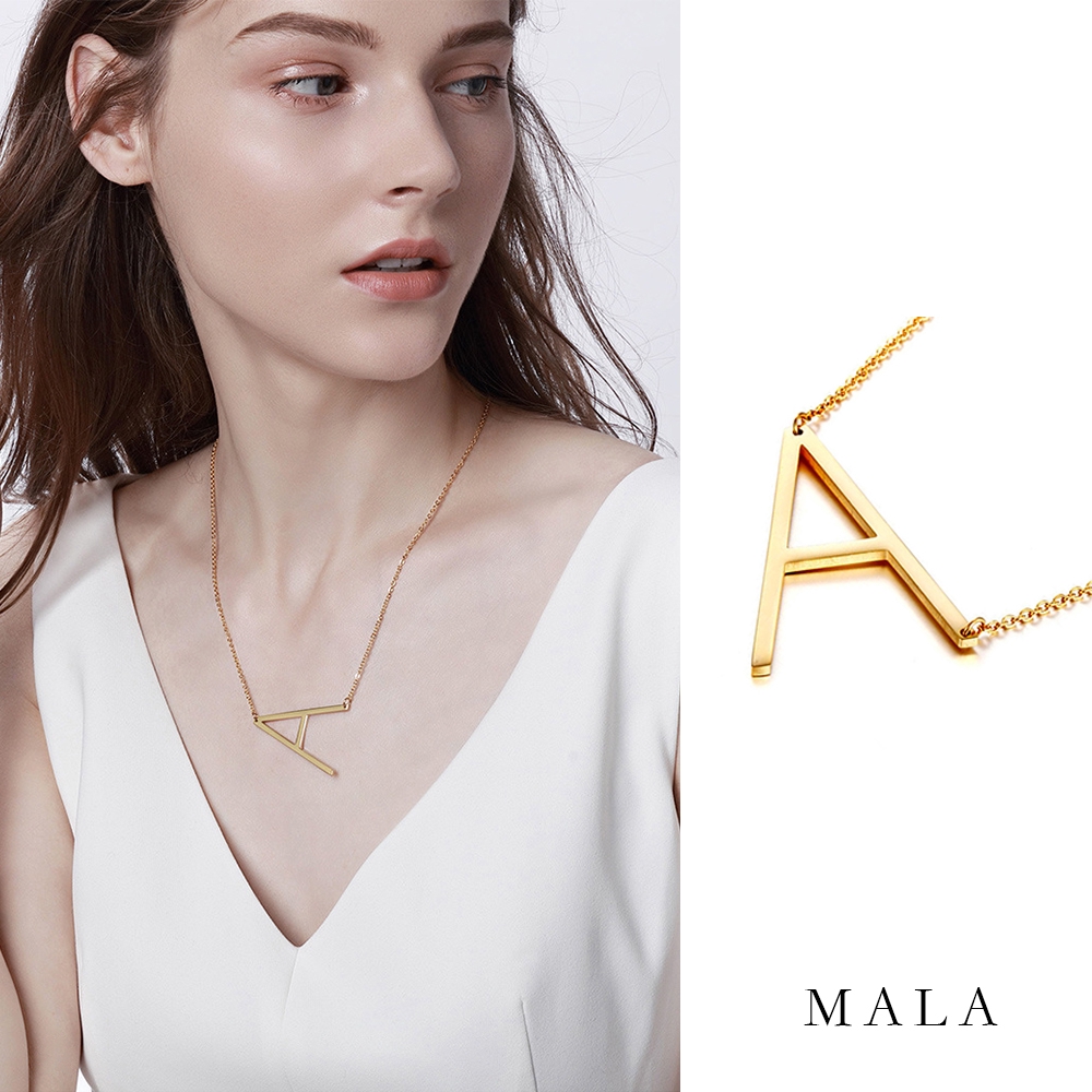 Dây chuyền MAYEBE LAVEND bàng thép titan mặt chữ cái thời trang