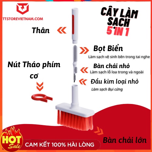 Vệ sinh tai nghe Bàn Phím siêu gọn đa năng 5 in1
