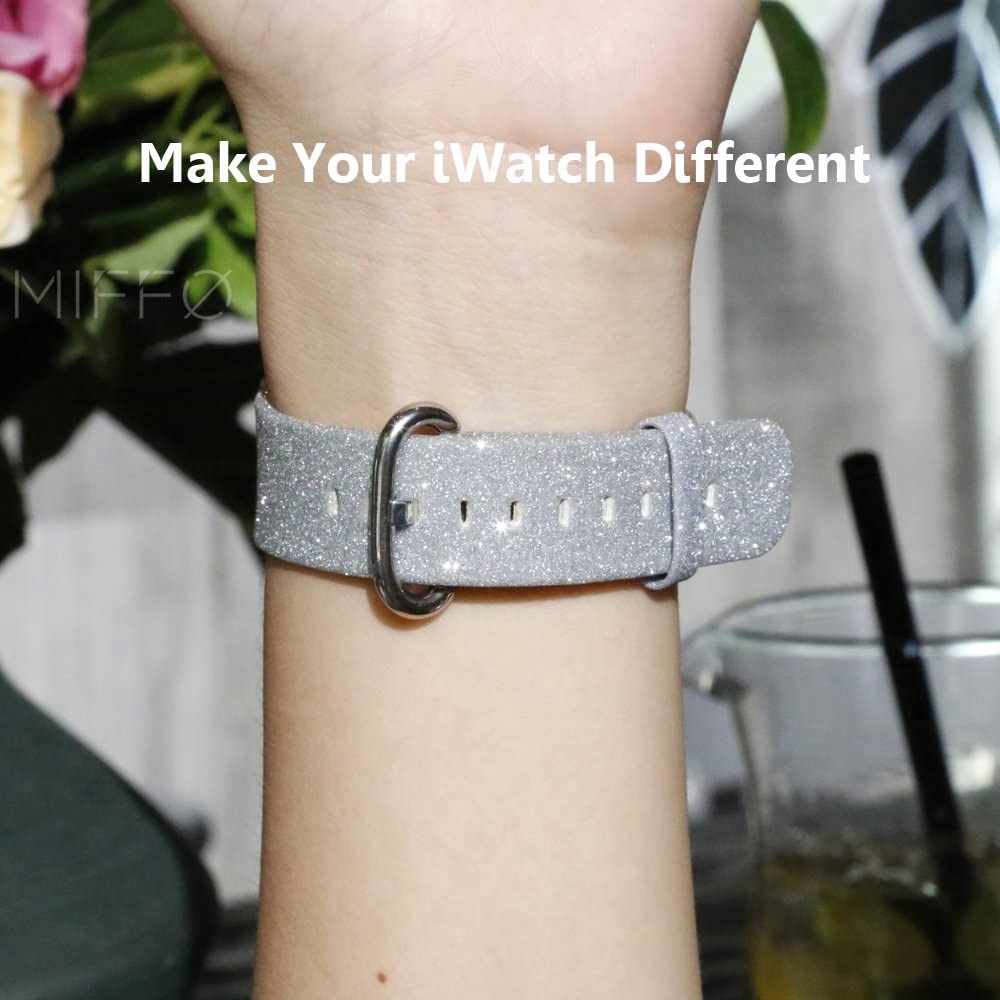Dây da đeo đồng hồ phối màu lấp lánh thời trang cho Apple Watch Series 1 2 3 4 5 6 SE 38mm 40mm 42mm 44mm Series 7 41mm 45mm