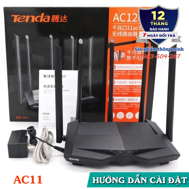 Bộ phát Wifi Router Tenda AC5s/AC6/AC7/AC8/AC10/AC11 - Chuẩn AC1200 - 2 băng tần 2,4GHz và 5GHz - Giao diện Tiếng Anh