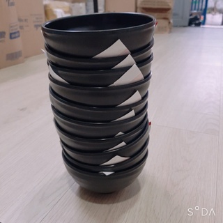 set 10 cái Chén cơm nhựa Melamine kiểu đen Nhám Đen cao cấp CO15
