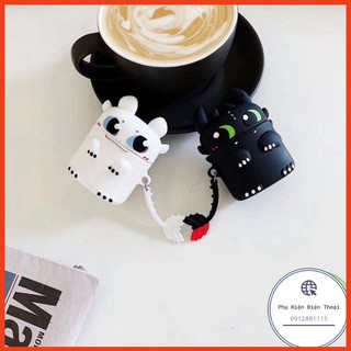 🍀 🌟Tặng kèm móc treo- Case airpod 1 2 3 Pro Rồng Light Fury Night Fury 🌟Vỏ bao ốp Airpods silicon tai nghe không dây