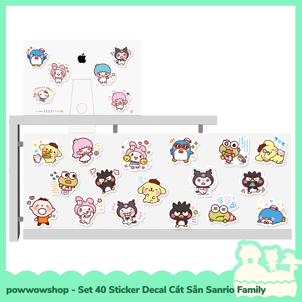 [Sẵn VN - Hỏa Tốc] Set 40 Sticker Mini Decal Dán Trang Trí Vật Dụng Mẫu Sanrio Family Cute Lovely Days