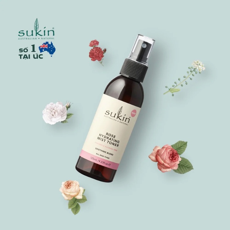 Nước Cân Bằng Da Sukin Rose Hydrating Mist Toner ( Dạng Xịt)