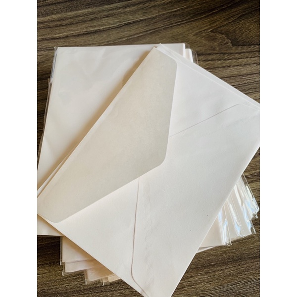 XẤP BAO THƯ 5 CÁI (giấy kem nhạt phớt hồng) [Aiko ST]