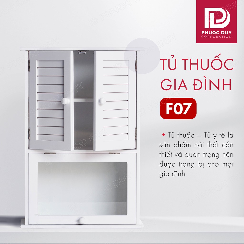 Tủ thuốc - Tủ y tế gia đình gỗ tự nhiên F07 - BH 1 đổi 1 trong 12 tháng