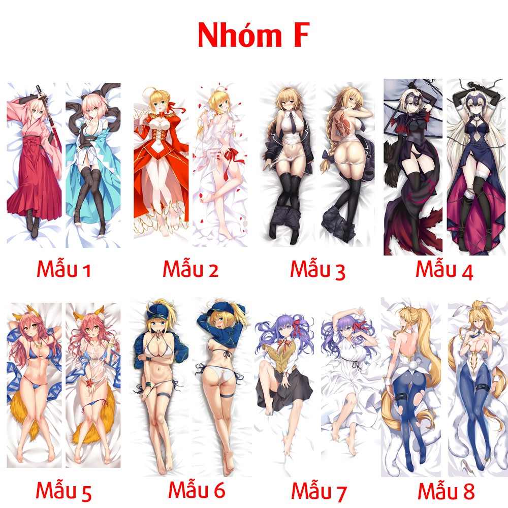 {48 mẫu Dakimakura}Vỏ Gối ôm Anime Fate Grand Order Fate stay night siêu to dài 1,5mx50cm hàng có sẵn đặt theo yêu cầu