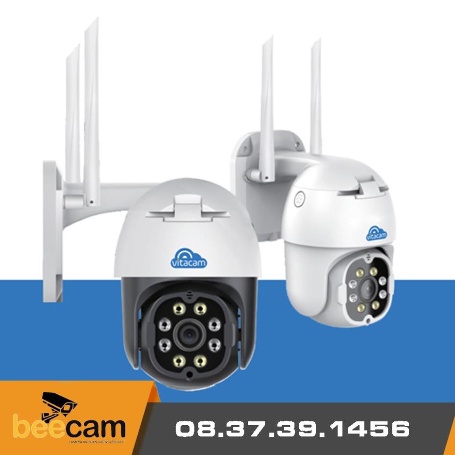Camera IP Wifi Ngoài trời Vitacam DZ3000 3MPX 4 LED trợ sáng, 4 LED hồng ngoại, đàm thoại 2 chiều (Trắng)