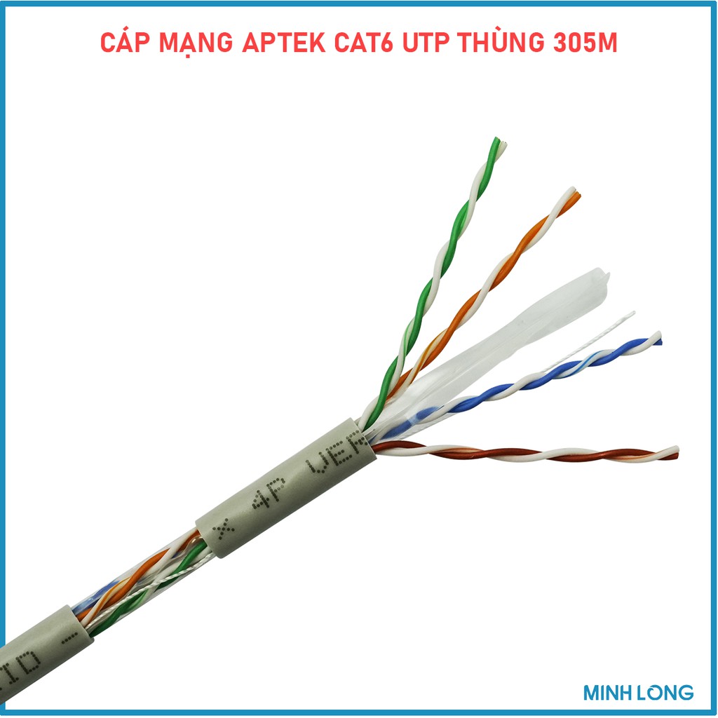 Cáp mạng APTEK CAT6 UTP 305m - Cáp Hợp Kim Đồng chuẩn CCA