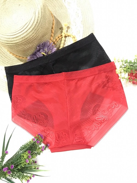 QUẦN LÓT REN NỮ RẺ ĐẸP - Quần lót nữ sexy gợi cảm màu đỏ đen da tàng hình xuyên thấu trong suốt Lusexy