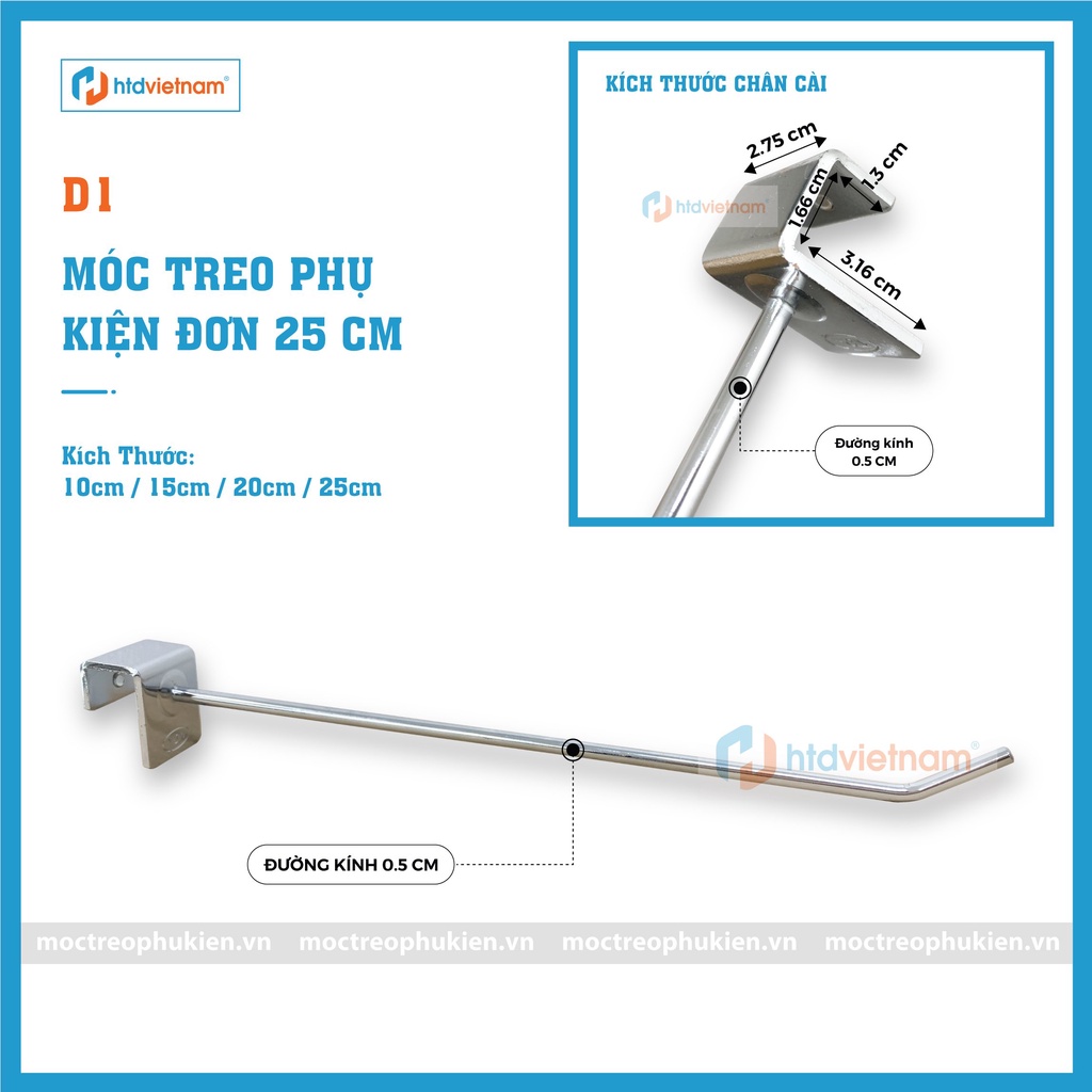 Móc treo phụ kiện đơn D1-yon | thanh treo hộp 15*30mm - HTDVN