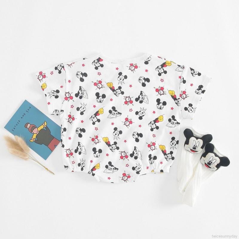 Bộ Áo Liền Quần Tay Ngắn In Hình Động Vật Xinh Xắn Dành Cho Trẻ Sơ Sinh